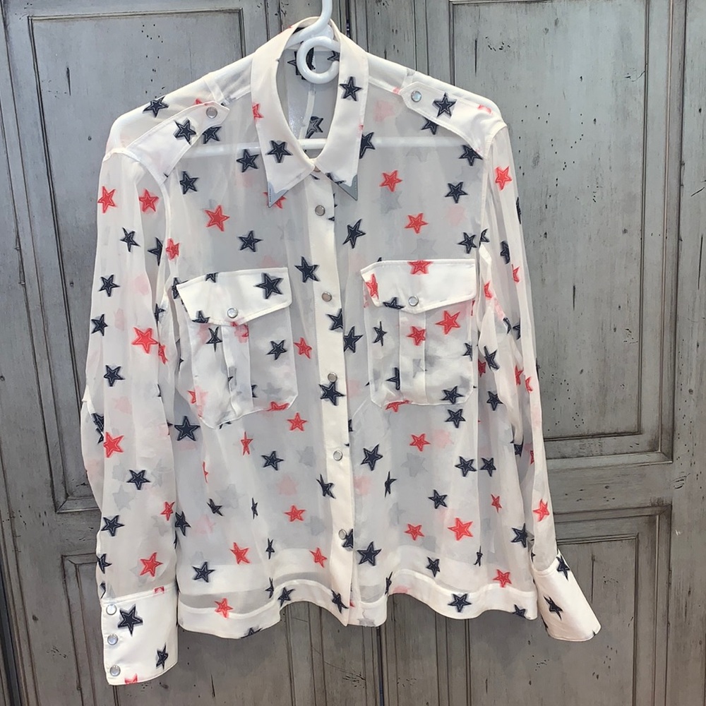 Rag & Bone white sheer blouse size M